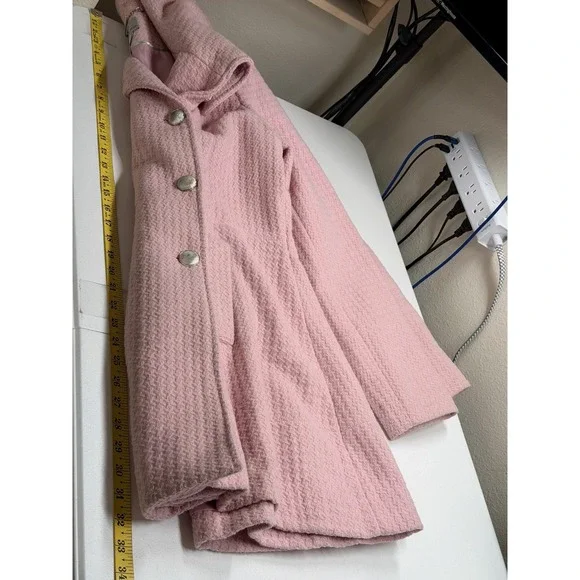 Worthington Pea Coat Womens Medium Pink Tweed Wool Blend Lined Preppy Academia - Picture 11 of 11